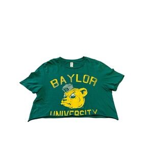 Alternative Apparel Baylor University Cropped Graphic Tee Green Vintage I12‎